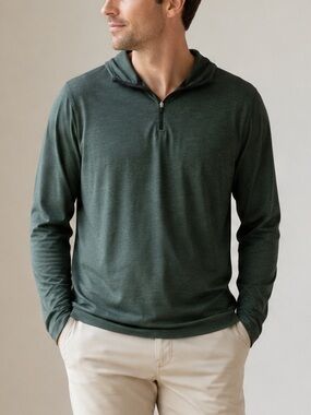 J.Crew Performance Quarter Zip Pullover Olive Green Men’s M